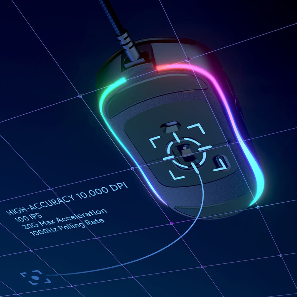 Aukey 10000 DPI Knight RGB Wired Gaming Mouse Black - Modern Electronics