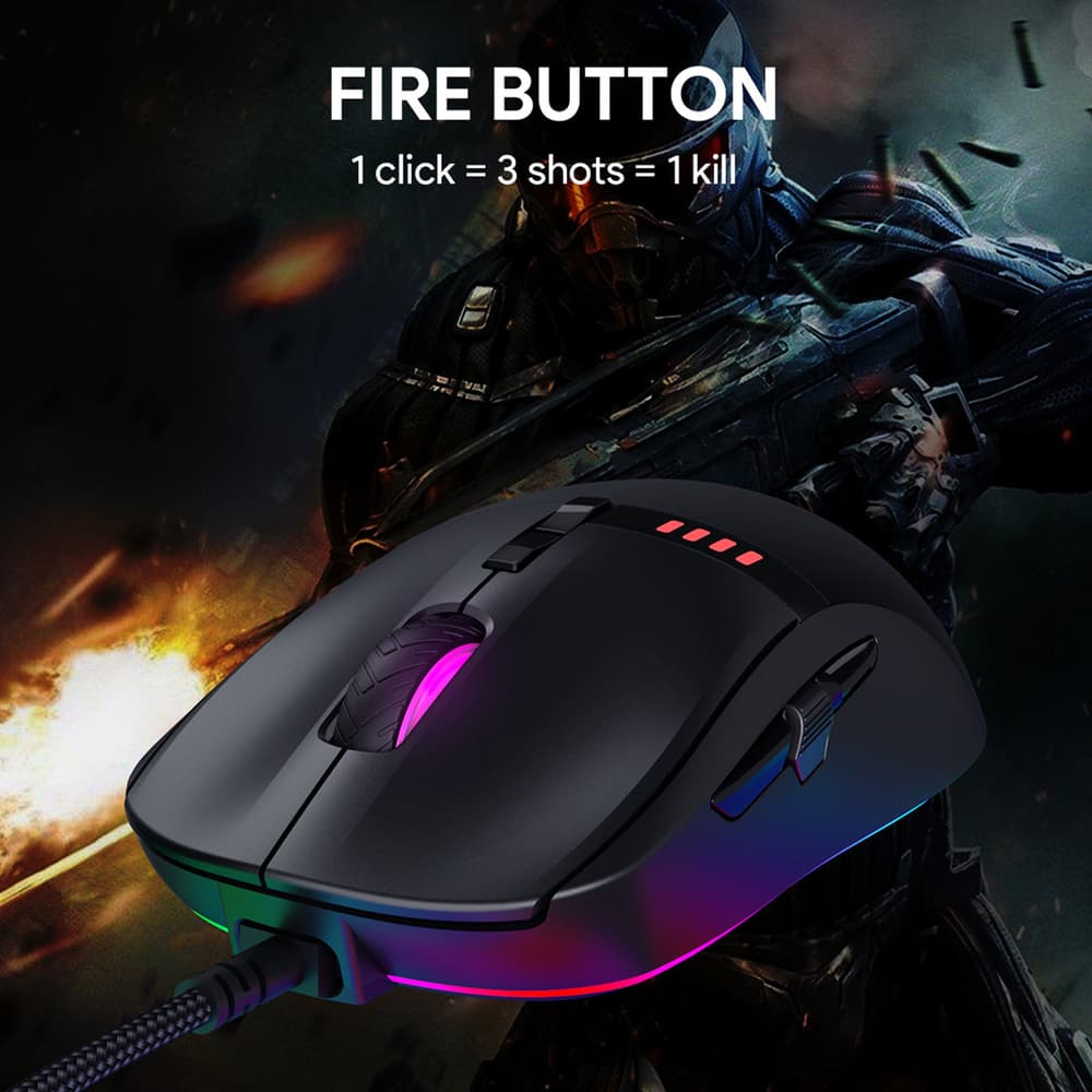 Aukey 10000 DPI Knight RGB Wired Gaming Mouse Black - Modern Electronics