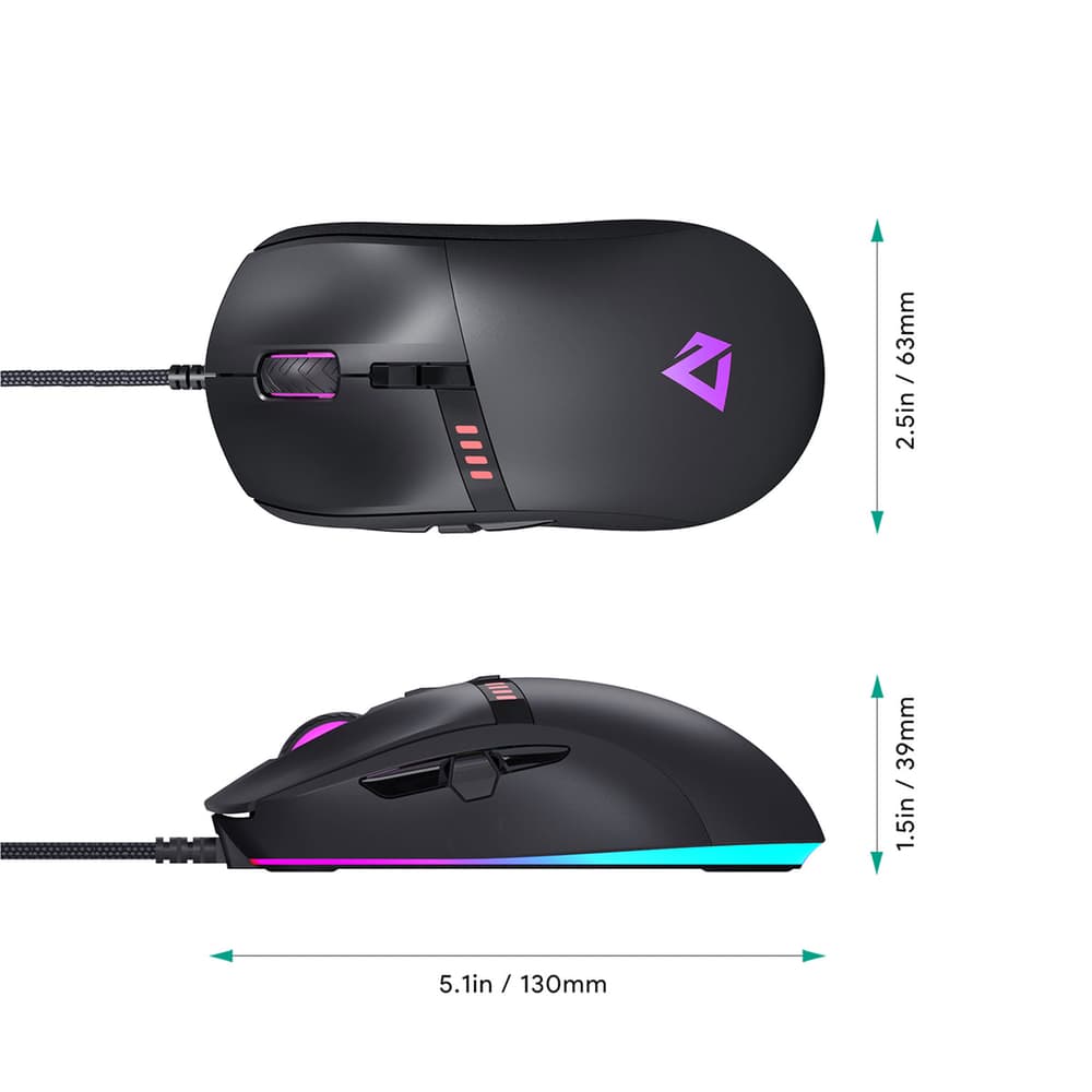 Aukey 10000 DPI Knight RGB Wired Gaming Mouse Black - Modern Electronics