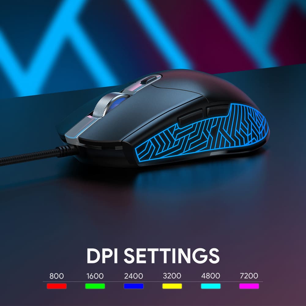 أوكي ماوس الألعاب RGB سلكي بمستشعر بصري 7200 نقطة في البوصة أسود - Modern Electronics