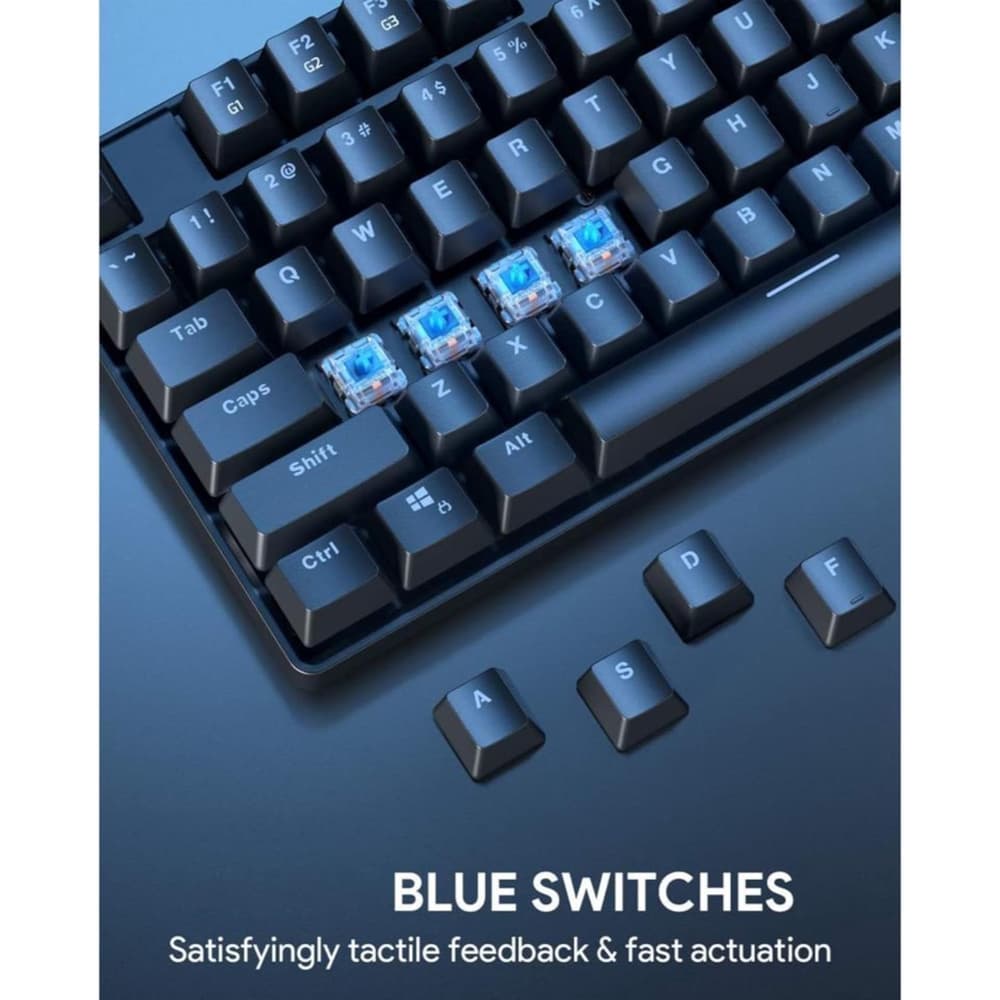 Aukey Mechanical Wired Gaming Keyboard 104 Keys with Blue Switches & LED Backlight Black - Modern Electronics