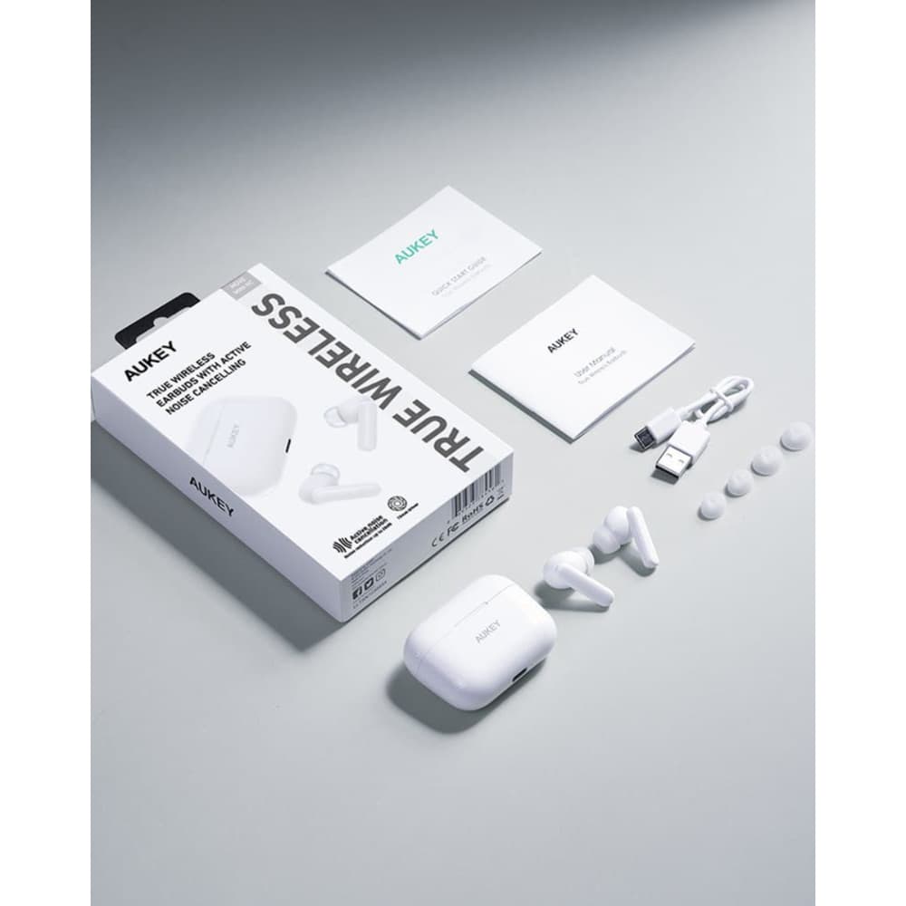 Aukey Dual Microphone System True Wireless Earbuds White - Modern Electronics