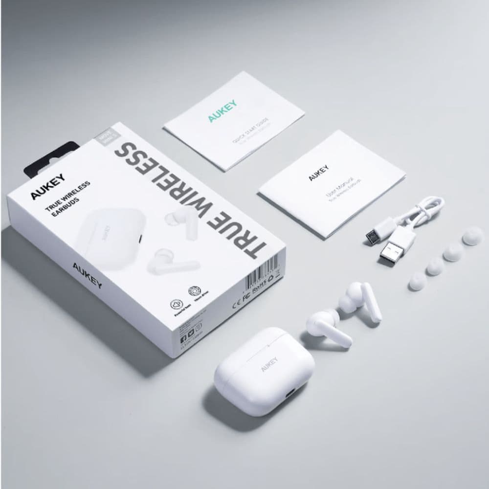 Aukey Dual Microphone System True Wireless Earbuds White - Modern Electronics
