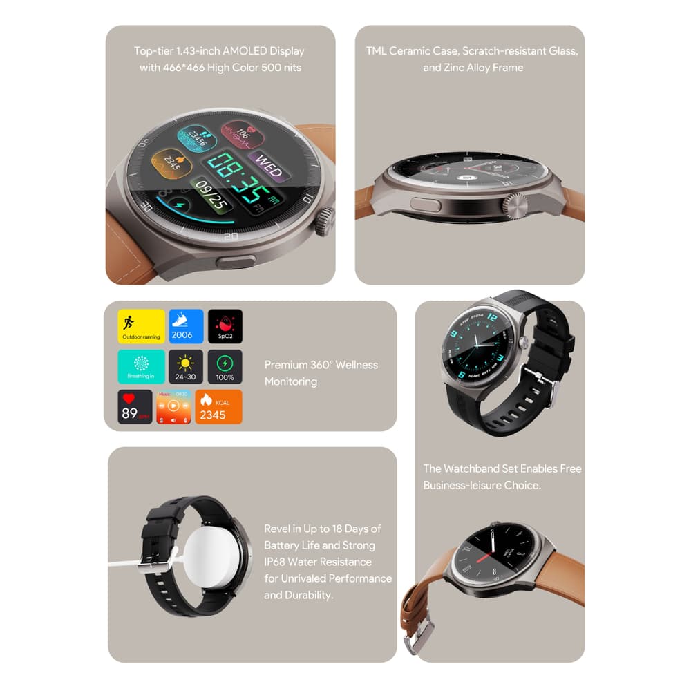 Aukey Smart Watch 2 Ultra with Calling Function Grey - Modern Electronics