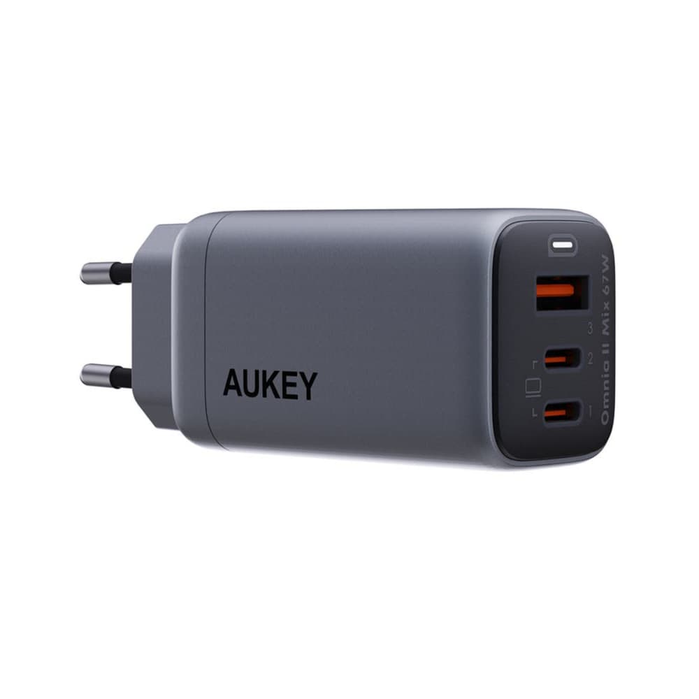 AUKEY Omnia ll Mix GaN Technology 3-Port Wall Charger Grey - Modern Electronics