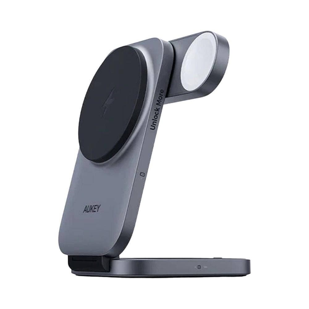 Aukey MagFusion 3-in-1 Foldable Wireless Charging Station Grey - Modern Electronics