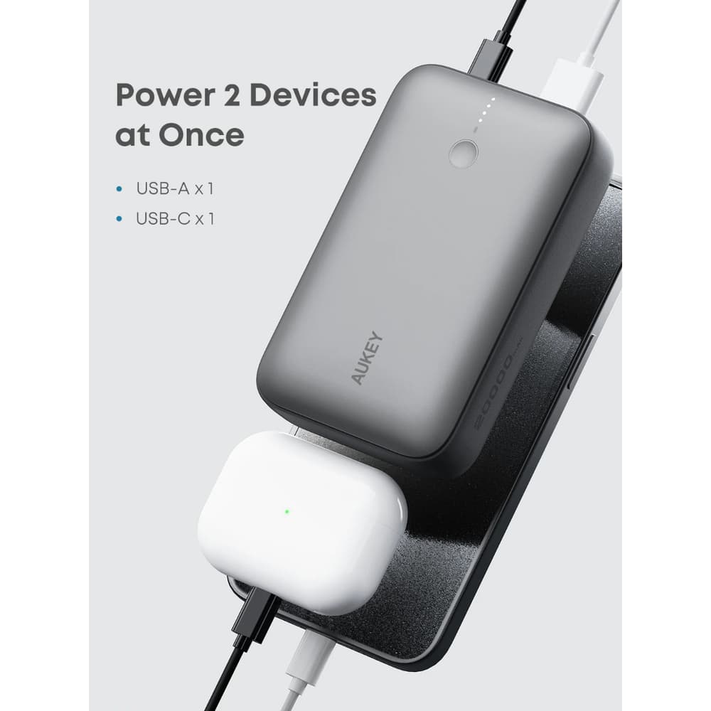 Aukey Spark Mini Compact Fast Charging Power Bank 20000mAh White - Modern Electronics
