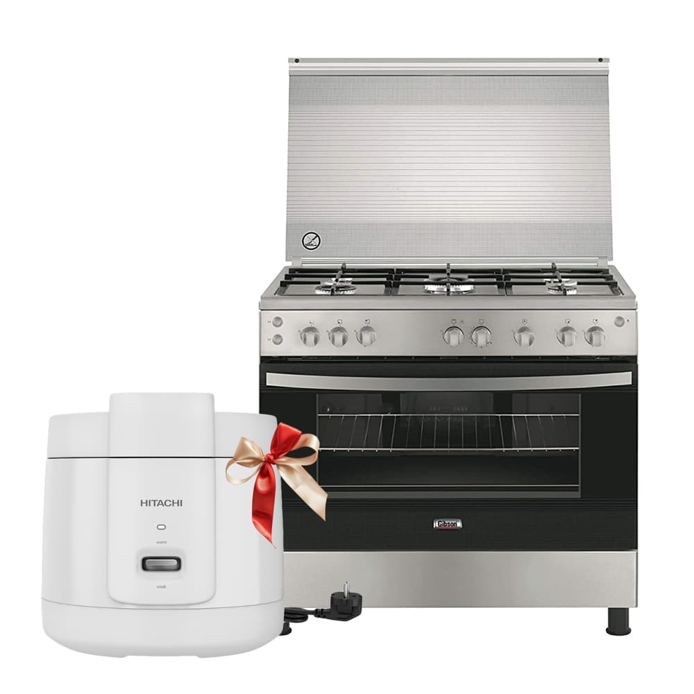 Gibson Gas Cooker with Oven|5 Burners|Full Safety|90X60 cm |Steel - Modern Electronics