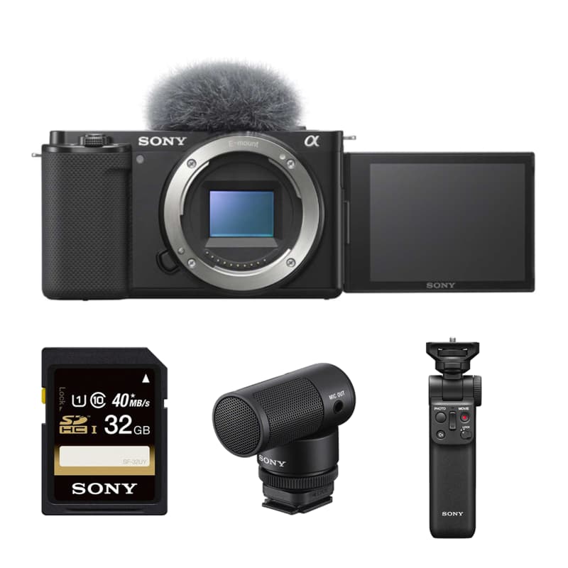 Sony ZV-E10 vlog Camera with Shooting Grip Wireless Remote Commander Wireless Microphone  - Modern Electronics