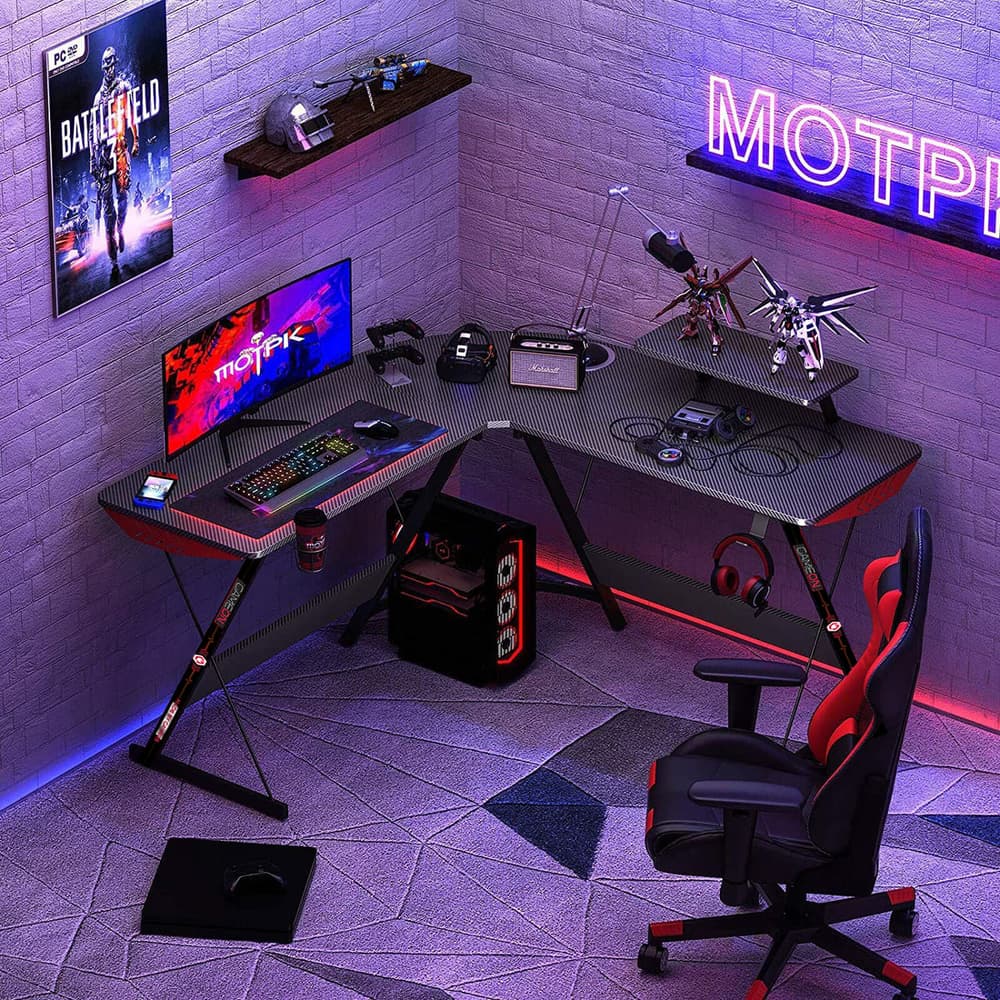 GAMEON L Shaped SLAYER I Series Gaming Desk - Modern Electronics