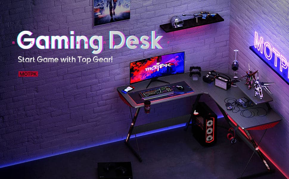 GAMEON L Shaped SLAYER I Series Gaming Desk - Modern Electronics