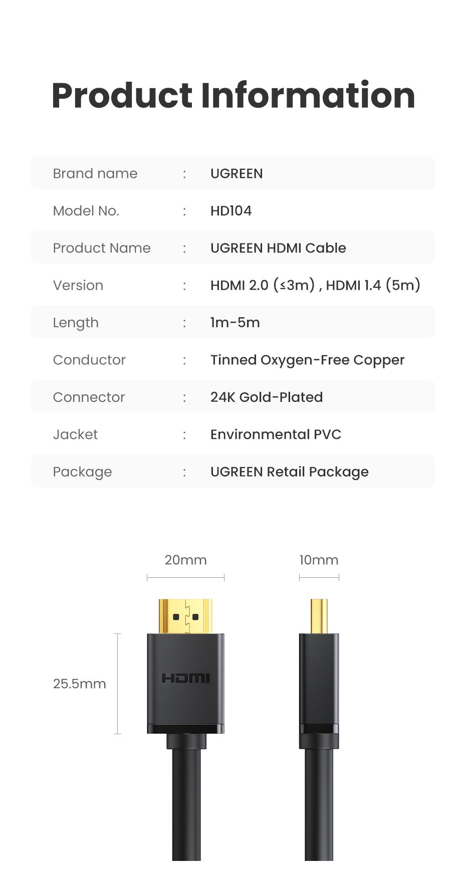 UGREEN HDMI Cable 30m |Black - Modern Electronics