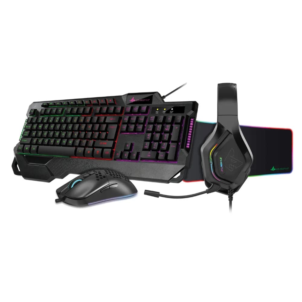 SHARX JS4X1 4-in-1 Combo|Gaming Keyboard | RGB Mouse | Headset NC | RGB Mouse Pad 800x400mm - Modern Electronics