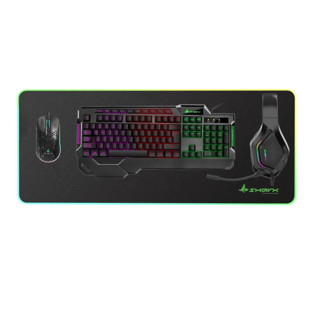 SHARX JS4X1 4-in-1 Combo|Gaming Keyboard | RGB Mouse | Headset NC | RGB Mouse Pad 800x400mm - Modern Electronics