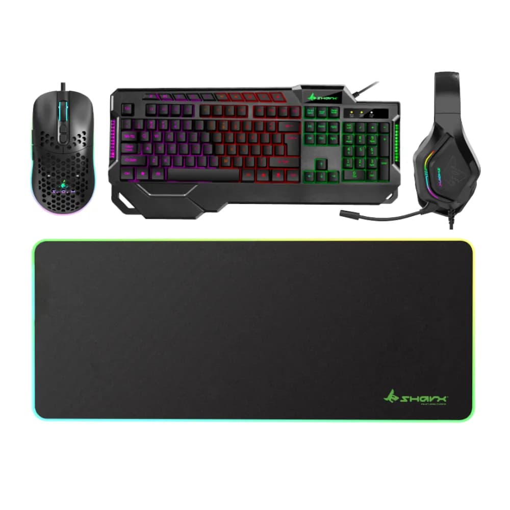 SHARX JS4X1 4-in-1 Combo|Gaming Keyboard | RGB Mouse | Headset NC | RGB Mouse Pad 800x400mm - Modern Electronics