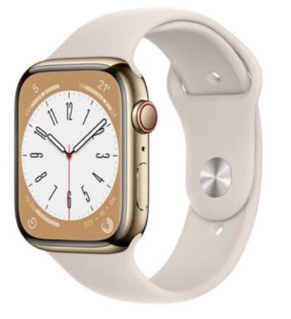 Apple Watch Series 8 GPS + Cellular 45mm Gold Case with Starlight Sport Band - Modern Electronics