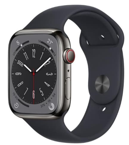 Apple Watch Series 8 GPS + Cellular 41mm Graphite Stainless Steel Case with Midnight Sport Band - Modern Electronics