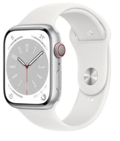 Apple Watch Series 8 GPS + Cellular 45mm Silver Case with White Sport Band - Modern Electronics