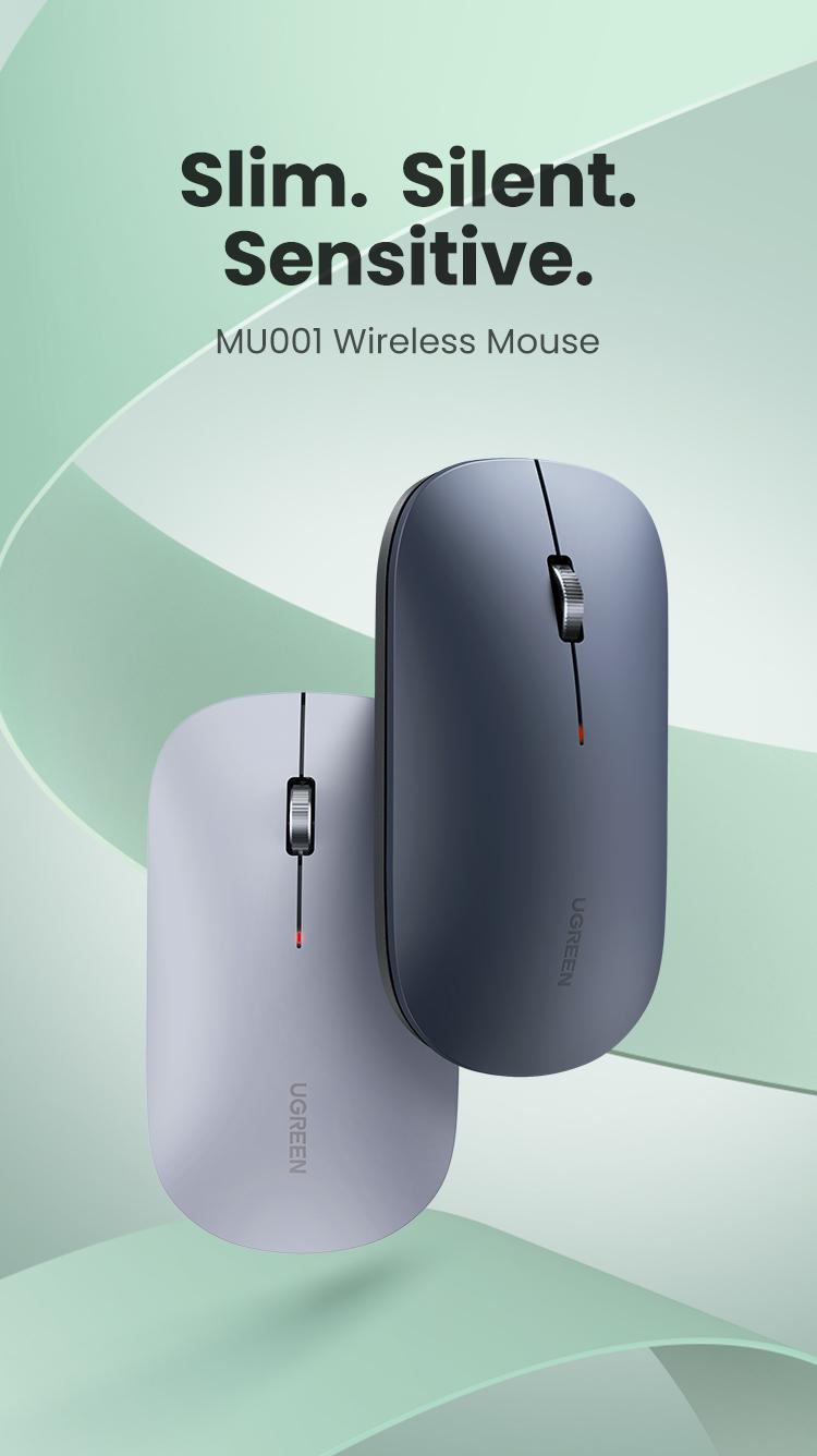 UGREEN Slim Portable Wireless Mouse, Gray - Modern Electronics