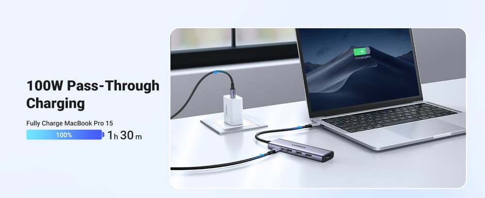 يوجرين محول USB-C إلى HDMI + 3 منافذ USB 3.0 A + PD Power - Modern Electronics