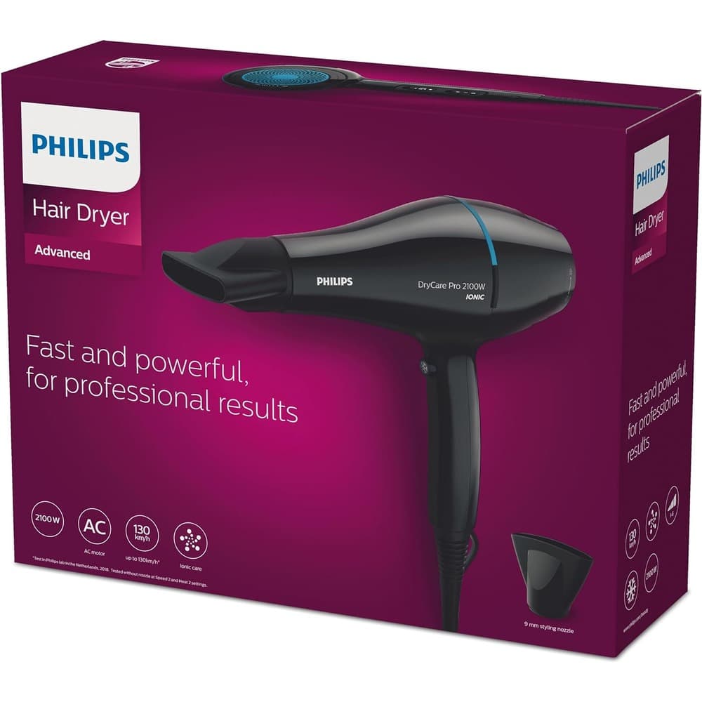 Philips BHD272 03 Pro Hair Dryer fast drying Ionic care Nozzle 2100W Black