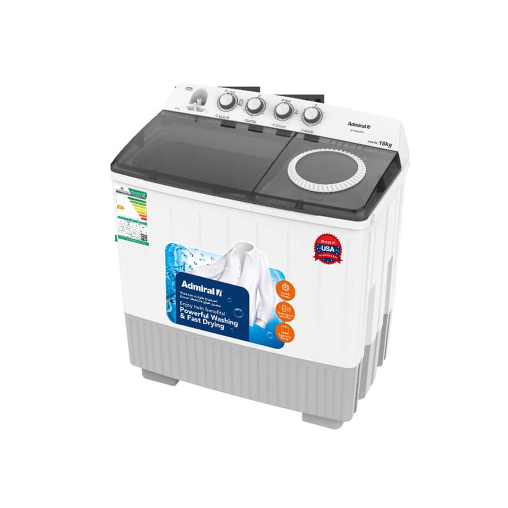 Admiral 18kg Twin Tub Washer: Knob Control, White - Modern Electronics