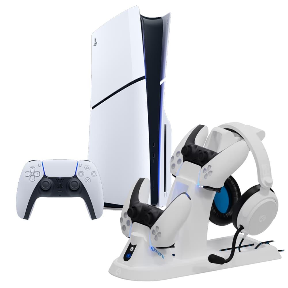 PlayStation 5 Slim Bluray console with 4Gamers Ultimate Gaming Station for PlayStation - White - Modern Electronics