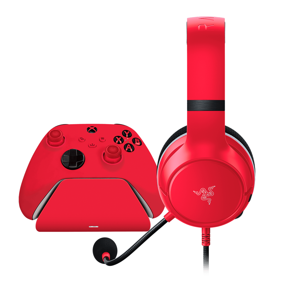 Razer Essential Duo Bundle for Xbox - Kaira X Headset with Xbox Controller charging Stand - Red - Modern Electronics