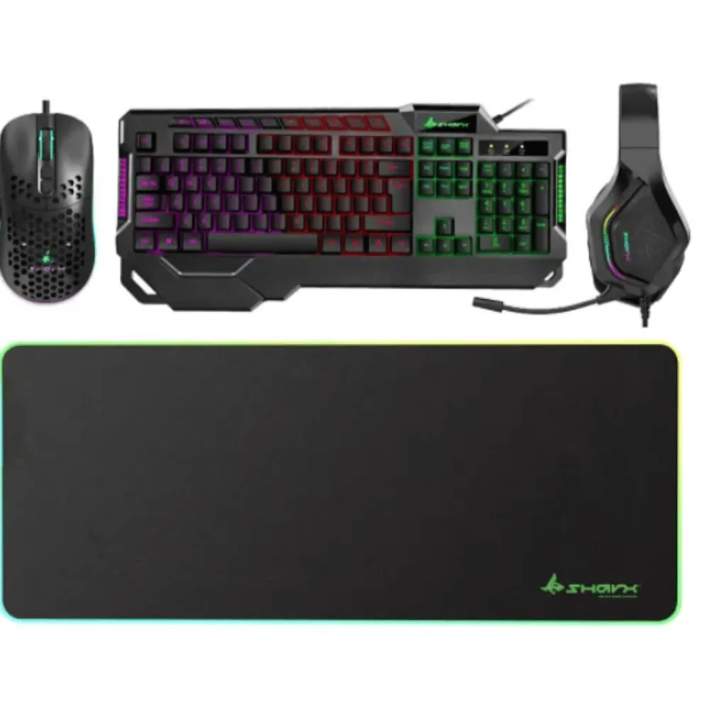 SHARX JS4X1 4-in-1 Combo|Gaming Keyboard | RGB Mouse | Headset NC | RGB Mouse Pad 800x400mm - Modern Electronics