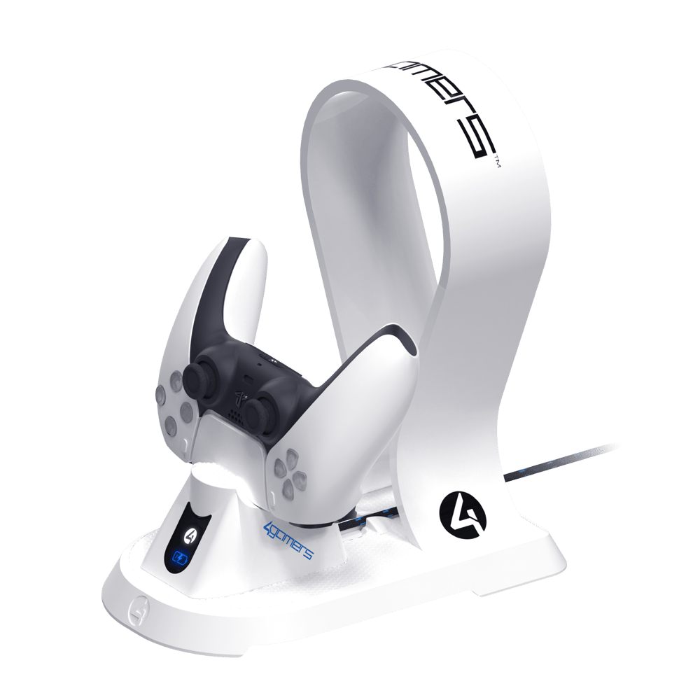 4Gamers SP-C60 V Charging Station with Headset Stand for PlayStation 5 - White - Modern Electronics