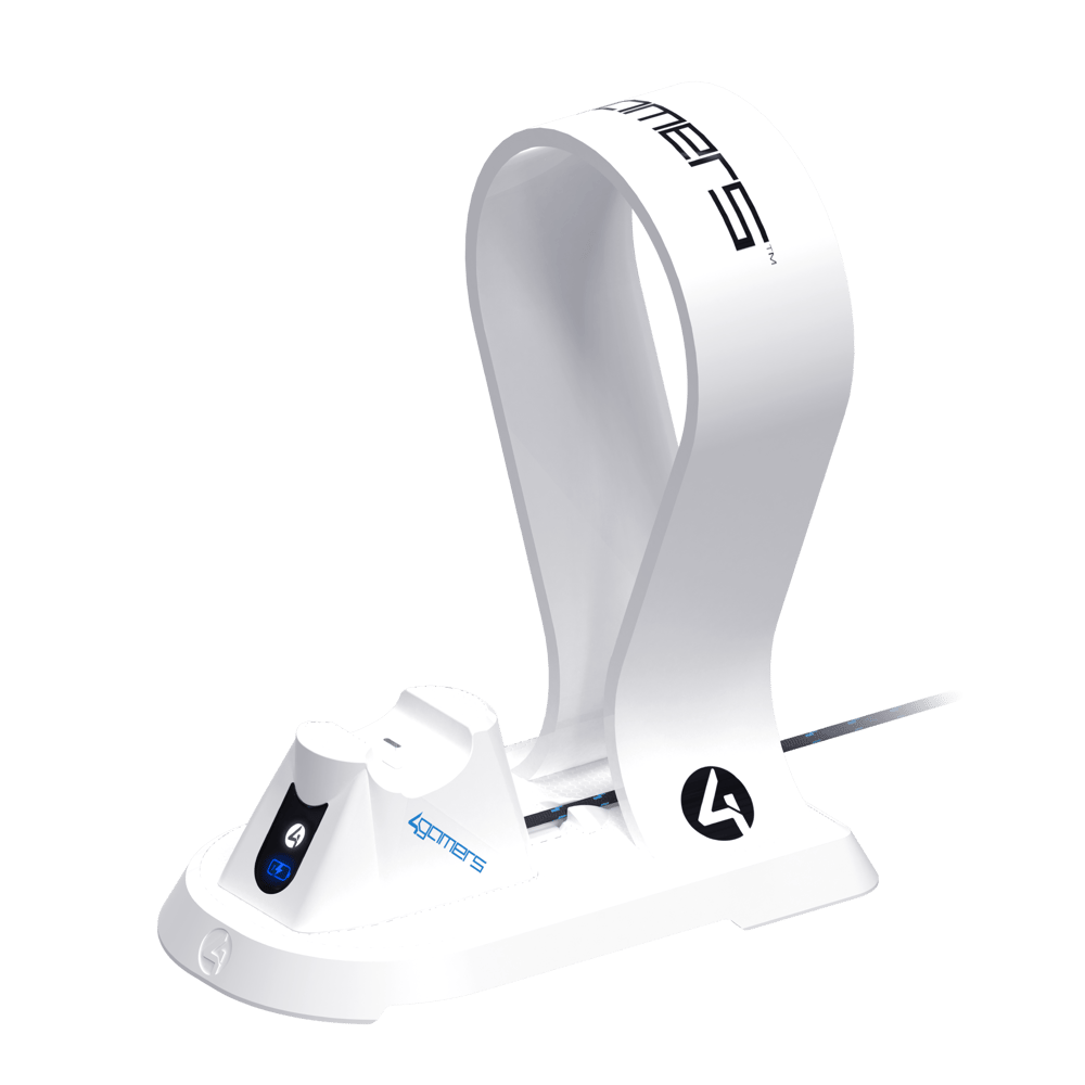 4Gamers SP-C60 V Charging Station with Headset Stand for PlayStation 5 - White - Modern Electronics