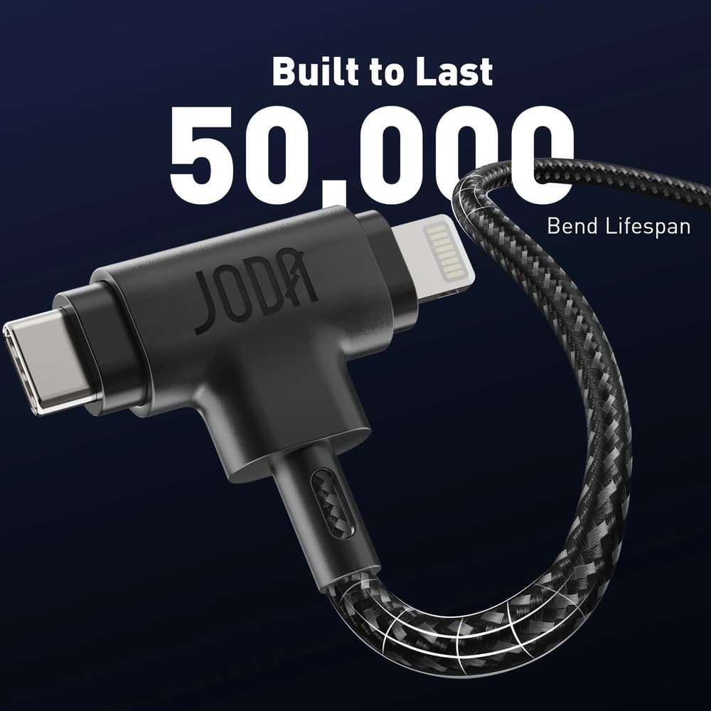 Joda Duo I USBC Cable with Lightning Connector 1M - Black - Modern Electronics