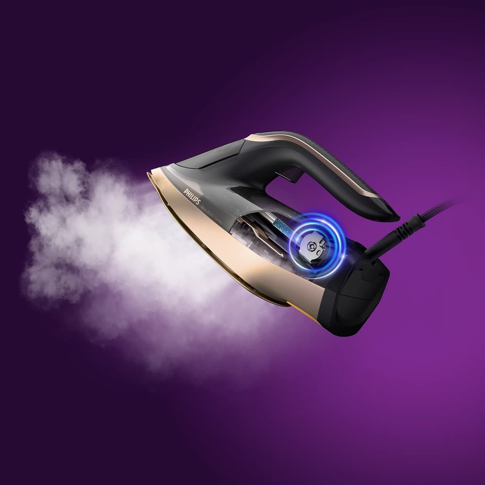 Philips Azur 8000 Series Steam Iron|3000W|80g/min Continuous Steam|350ML|Black/Rose Gold - Modern Electronics