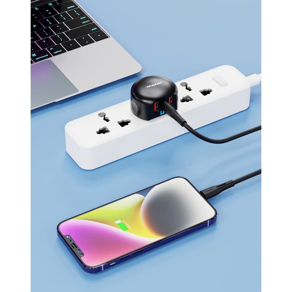 ووبو شاحن نوع سي بي دي إلى لايتنينج - 1.2 متر - أسود - Modern Electronics
