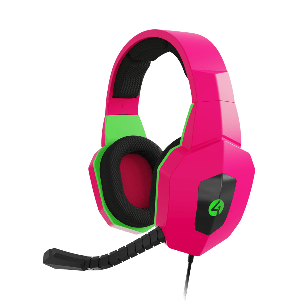 4Gamers Gaming Headset for XBOX, PS4/PS5, Switch, PC - Neon Edition - Pink & Green - Modern Electronics