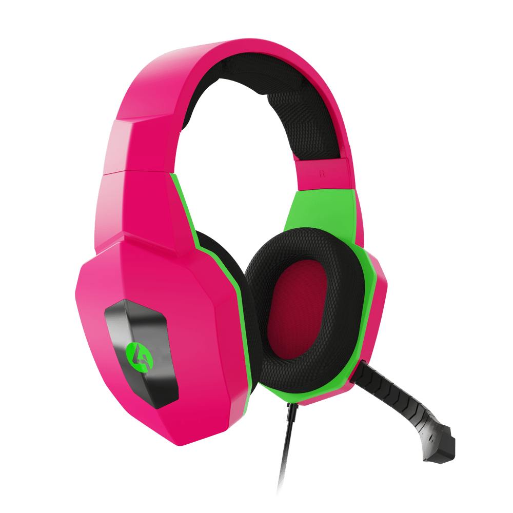 4Gamers Gaming Headset for XBOX, PS4/PS5, Switch, PC - Neon Edition - Pink & Green - Modern Electronics