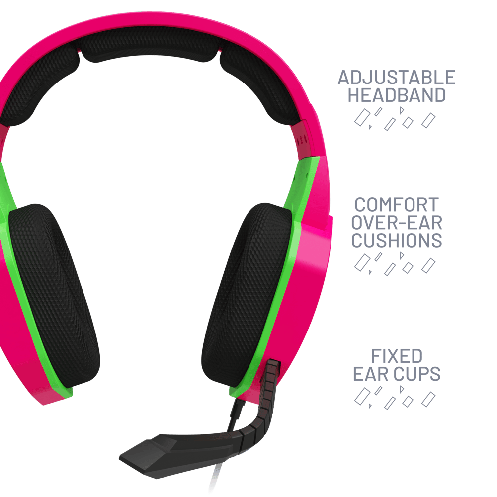 4Gamers Gaming Headset for XBOX, PS4/PS5, Switch, PC - Neon Edition - Pink & Green - Modern Electronics