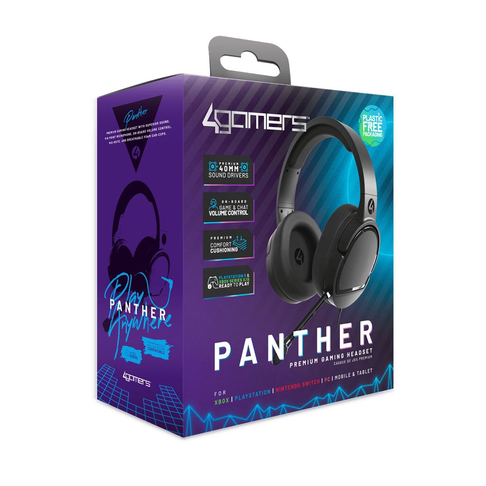 4Gamers PANTHER Performance Gaming Headset for XBOX, PS4/PS5, Switch, PC - Black - Modern Electronics