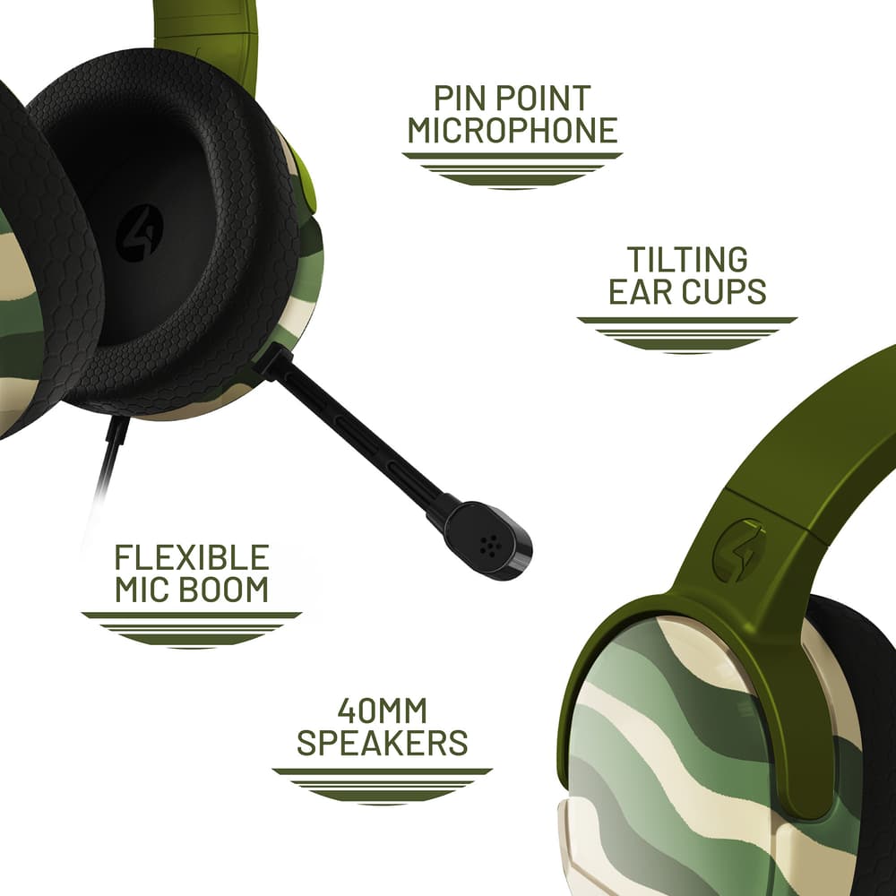4Gamers Panther Gaming Headset Wave|Over Ear|Compatible with PS4/PS5|Xbox|Switch|PC |Flexible Mic|Forest  - Modern Electronics