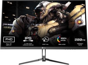 شاشة الألعاب GamerTek Striker مقاس 24 بوصة FHD | 200 هرتز | 1 مللي ثانية | Fast IPS | تغطية sRGB - لون أسود