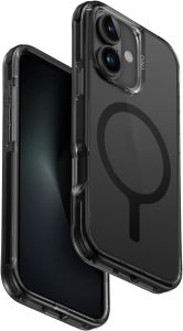 غطاء حماية خلفي UNIQ Hybrid iPhone 16 Combat باللون الأسود مع دعم MagSafe