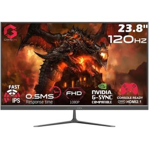 جيم أون شاشة العاب من سلسلة اسينشيال| GOES24FHD120IPS  23.8 أنش| لوحة فل أتش دي معدل تحديث 120 هرتز 2.1 أتش دي أم اي جي سينك وفري مكبرات صوت مدمجة | أسود