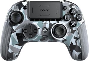 ناكون ريفوليوشن 5 برو - وحدة تحكم ألعاب لاسلكية مرخصة رسميًا من بلايستيشن لأجهزة PS5 / PS4 / PC - بتقنية Hall Effect، ومحددات للزناد، وأزرار قابلة للبرمجة، وصوت بلوتوث - بتصميم Arctic Camo