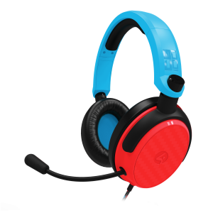 4Gamers C6-100 Gaming Headset for Switch, XBOX, PS4/PS5, PC - Neon Blue/Red