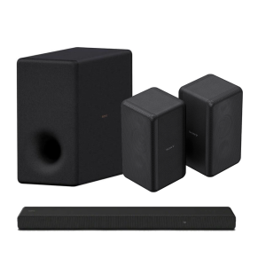 سوني HT-A3000 مكبر صوت 3.1 قناة بقوة 250 واط مع Dolby Atmos، ومكبر الصوت اللاسلكي الإضافي SONY SA-SW3، ومكبرات الصوت الخلفية اللاسلكية الإضافية SONY SA-RS3S – أسود