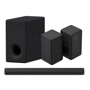 مسرح BRAVIA Bar 9 مع مضخم الصوت اللاسلكي الإضافي SONY SA-SW3 وسماعات خلفية لاسلكية إضافية – أسود