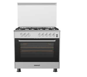 Admiral Gas Cooker: 60x90, 5 Gas Burners, Stainless Steel, Electric Ignition, Oven Light, Double Glass Door